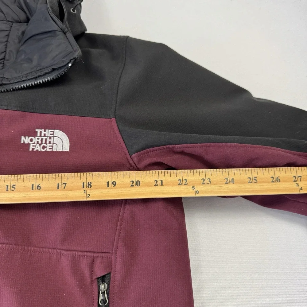 The North Face Outdoor Hooded Jacket Full Zip Primaloft Maroon Black Mens Medium